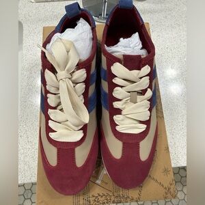 NIB Free People Red/Blue/Beige Women's Ace’s Tennis Shoe size 8.5